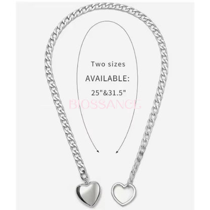 Heart O-Ring Slip Chain for Women Punk Rock Necklace Stainless Steel Cuban Long Necklace Jewelry Adjustable Neck Chain